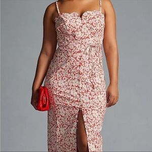 Anthropologie Slim Scalloped Front Slit Corset Dress